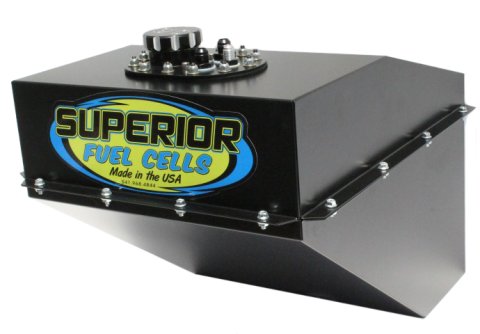 Fuel Cell and Can - 16 gal - 20.75 in Deep x 16.5 in Wide - 10 AN Male Outlet - 8 AN Male Return - 6 AN Rollover Valve - Steel - Black Powder Coat - Dirt Late Model / Modified - Each