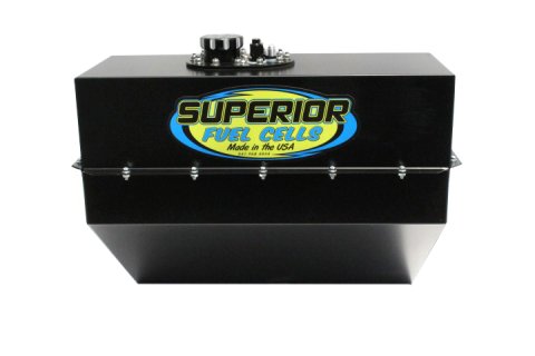 Fuel Cell and Can - Wide - 22 gal - 20.75 in Deep x 23.75 in Wide - 10 AN Male Outlet - 8 AN Male Return - 6 AN Rollover Valve - Steel - Black Powder Coat - Dirt Late Model / Modified - Each