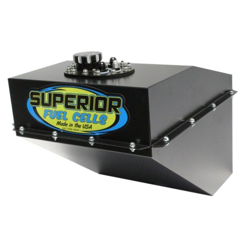 Fuel Cell and Can - 30 gal - SFI - 20.75 in Deep x 23.75 in Wide - 10 AN Male Outlet - 8 AN Male Return - 6 AN Rollover Valve - Foam - Steel - Black Powder Coat - Dirt Late Model / Modified - Each