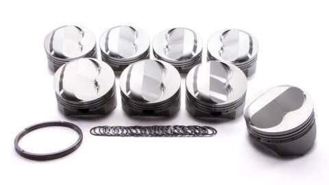 Piston - 350 Dome - Forged - 4.030 in Bore - 1/16 x 1/16 x 3/16 in Ring Grooves - Plus 7.00 cc - Small Block Chevy - Set of 8