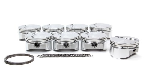 Piston - Windsor Flat Top - Forged - 4.030 in Bore - 1/16 x 1/16 x 3/16 in Ring Grooves - Minus 5.00 cc - Small Block Ford - Set of 8