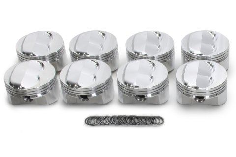 Piston - 400 Dome - Forged - 4.165 in Bore - 1/16 x 1/16 x 3/16 in Ring Grooves - Plus 4.00 cc - Small Block Chevy - Set of 8