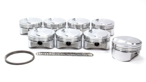 Piston - BBC Small Dome Profile - Forged - 4.530 in Bore - 1/16 x 1/16 x 3/16 in Ring Grooves - Plus 10.00 cc - Big Block Chevy - Set of 8