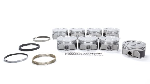 Piston and Ring - GM Performance 4 Valve Dish - 4.005 in Bore - 1.2 mm x 1.5 mm x 3.0 mm Ring Grooves - Minus 10.00 cc - Small Block Chevy - Kit