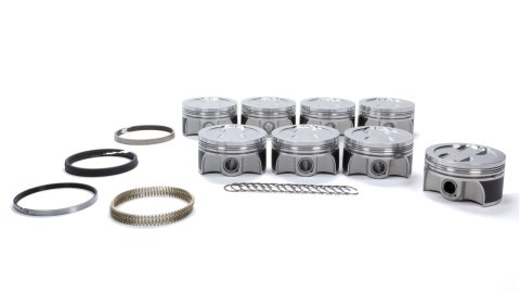 Pistons and Rings - GM Performance 602 Crate Replacement Series 4 Valve Dish - Forged - 4.020 in Bore - 1.2 x 1.5 x 3.0 mm Ring Grooves - Minus 10.00 cc - Small Block Chevy - Kit
