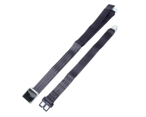Seat Belt - Lap - Airplane Lift Buckle - Bolt-In - Floor Mount - Polyester - Black - Each