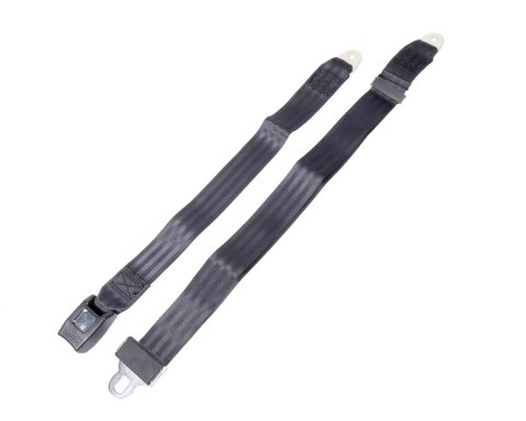 Seat Belt - Lap - Push Button Buckle - Bolt-In - Floor Mount - Polyester - Black - Each