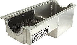 Engine Oil Pan Kit - Drag - Rear Sump - 6 qt - 8 in Deep - Hardware / Pickup Included - Aluminum - Natural - 2-Piece Seal - Iron Eagle - Small Block Chevy - Kit