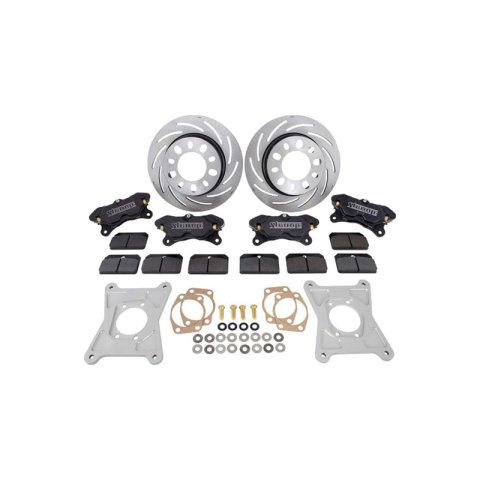 Brake System - Pro Race - Rear - 4 Piston Caliper - 11.250 in Slotted Iron Rotor - Offset Hat - Aluminum - Ford 8.8 in - Kit