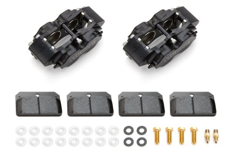 Brake Caliper - Pro Race - 4 Piston - Aluminum - Black Anodized - 11.250 in OD x 0.312 in Thick Rotor - Soft Pads - Pair