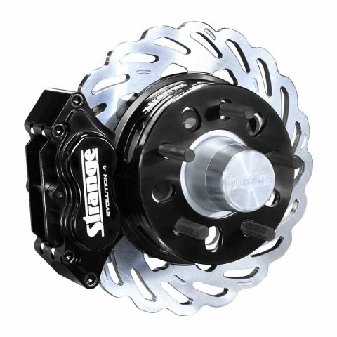 Brake System - Evolution - Front - 4 Piston Caliper - 11.250 in Slotted Iron Rotor - Offset Hat - Aluminum - Ford Mustang 1987-93 - Kit