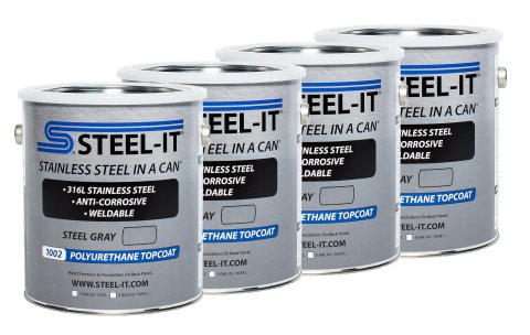Paint - Stainless Steel in a Can - Urethane - Weldable - Non-Corrosive - Steel Gray - 1 gal Can - Set of 4