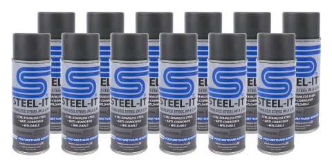 Paint - Stainless Steel in a Can - Urethane - Weldable - Non-Corrosive - Charcoal - 14 oz Aerosol - Set of 12