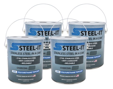 Paint - Stainless Steel in a Can - Urethane - Weldable - Non-Corrosive - Charcoal - 1 gal Can - Set of 4
