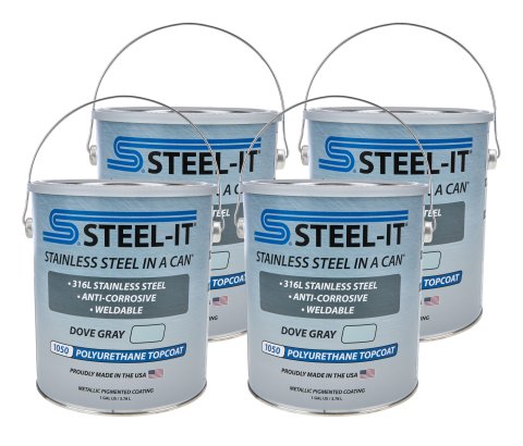 Paint - Stainless Steel in a Can - Urethane - Weldable - Non-Corrosive - Gray - 1 gal Can - Set of 4