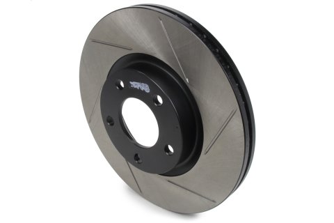 Brake Rotor - Sport Cryo - Front - Driver Side - Slotted - 300 mm OD - 25 mm Thick - 5 x 114.3 mm Bolt Pattern - Iron - Natural - Mazda 3 2004-13 / Mazda 5 2006-17 - Each