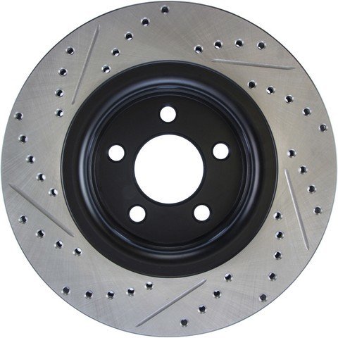 Brake Rotor - Premium - Front - Driver Side - 320 mm OD - 30 mm Thick - 5 x 114.3 mm Bolt Pattern - Drilled / Slotted - Iron - Black Paint - Ford Mustang 2015-20 - Each