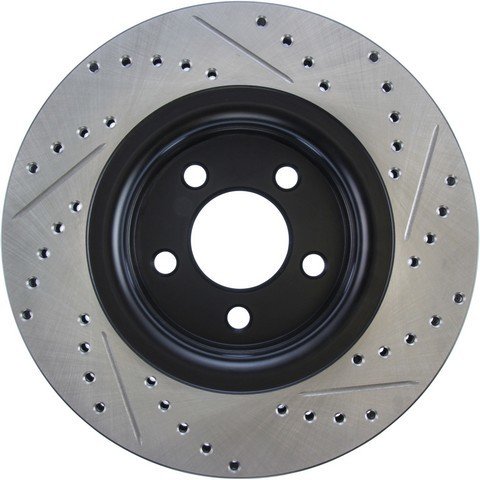 Brake Rotor - Premium - Front - Passenger Side - 320 mm OD - 30 mm Thick - 5 x 114.3 mm Bolt Pattern - Drilled / Slotted - Iron - Black Paint - Ford Mustang 2015-20 - Each