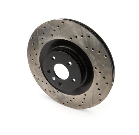 Brake Rotor - Premium - Front - Passenger Side - 350 mm OD - 25 mm Thick - 5 x 108 mm Bolt Pattern - Drilled / Slotted - Iron - Black Paint - Ford Focus 2016-18 - Each