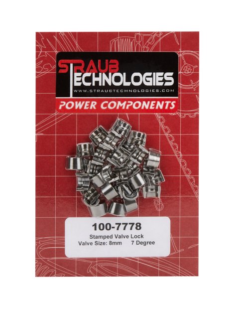 Valve Lock - 7 Degree - 8 mm Valve Stem - Standard Height - Steel - Natural - Set of 16