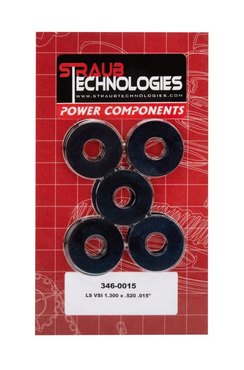 Valve Spring Shim - 0.015 in Thick - 1.300 in OD - 0.520 in ID - Steel - GM LS-Series - Set of 50