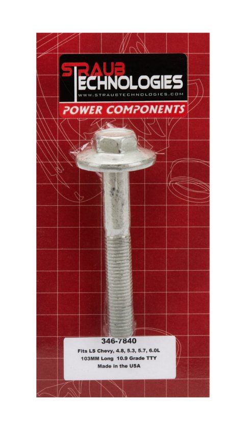 Harmonic Balancer Bolt - 16 mm x 2.00 Thread - 4.055 in Long - 24 mm Hex Head - Steel - Zinc Oxide - LS1 / LS2 / LS3 / LS6 / L92 - GM LS-Series - Each