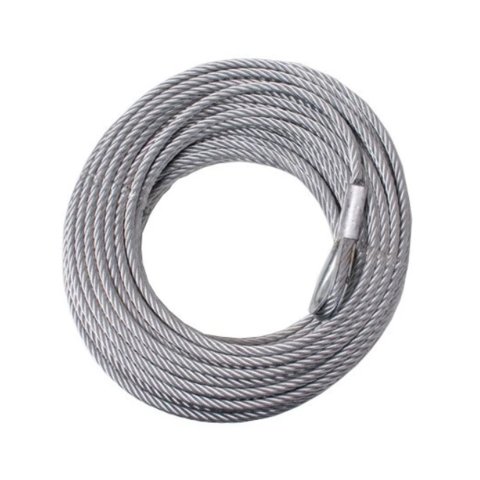 Winch Rope - 15/64 in OD - 50 ft Long - Steel - Galvanized - Each