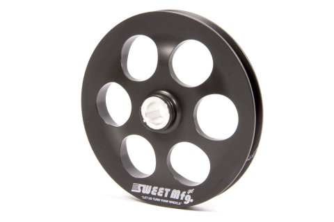 Power Steering Pump Pulley - V-Belt - 1 Groove - Press-On - 6 in Diameter - Aluminum - Black Anodized - Sweet Type 2 PS Pump - Each