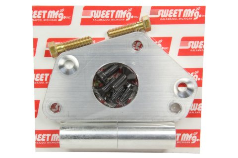 Power Steering Pump Bracket - Passenger Side Head Mount - Hardware Included - Aluminum - Clear Anodized - Sweet Combination Pumps - Small Block Chevy - Kit
