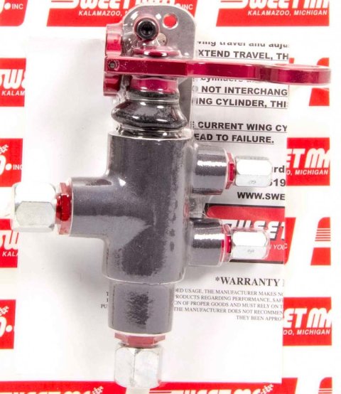 Wing Valve - Hydraulic Adjustment - Black / Red Finish - Sprint Car - Each