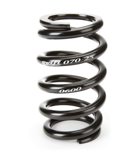 Coil Spring - Coil-Over - Barrel - 2.5 in ID - 7 in Length - 600 lb/in Spring Rate - Steel - Black Powder Coat - Each