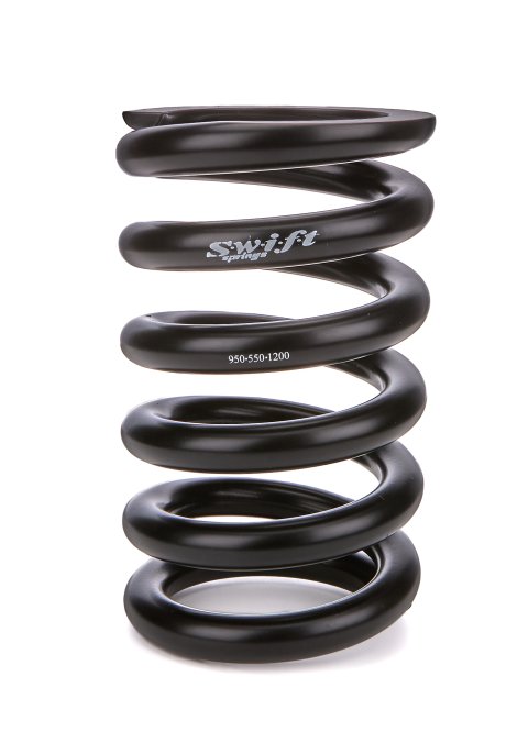 Coil Spring - Conventional - 5.5 in OD - 9.5 in Length - 1200 lb/in Spring Rate - Front - Steel - Black Powder Coat - Each