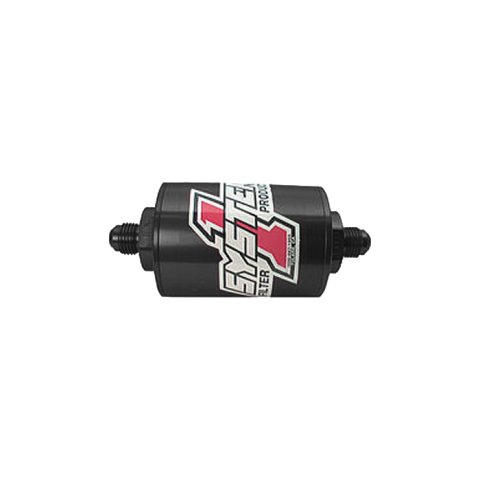 Fuel Filter - Pro-Street Billet - In-Line - 35 Micron - Stainless Element - 8 AN Male Inlet - 8 AN Male Outlet - Aluminum - Black Anodized - Each