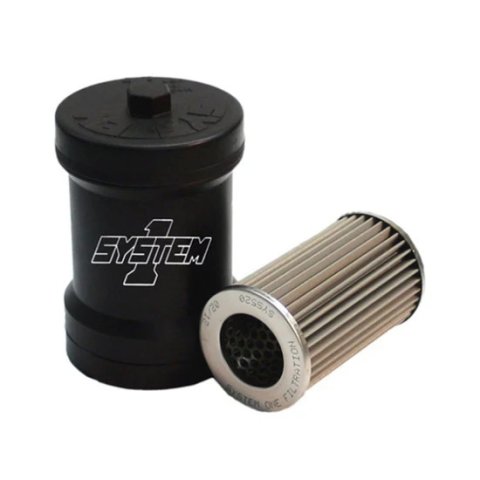 Fuel Filter - Canister - 10 Micron - Stainless Steel Louver - Spin On - 1 in - 12 Thread - O-Ring - Aluminum - Black Anodized - Each
