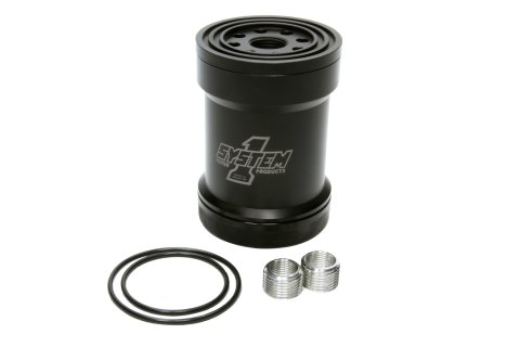Oil Filter - Canister - Screw-On - 5-3/4 in Tall - 1-12 in Thread - 45 Micron Replaceable Element - Aluminum - Black Anodized - Universal - Each