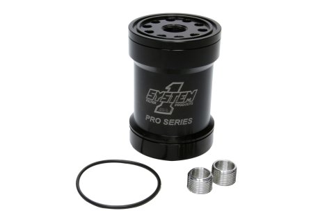 Oil Filter - Canister - Screw-On - 5.75 in Tall - 1-12 in Thread - 45 Micron Replaceable Element - Aluminum - Black Anodized - Universal - Each