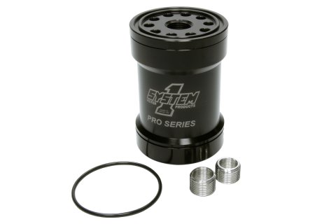 Oil Filter - Canister - Screw-On - 5.75 in Tall - 1-12 in Thread - 75 Micron Replaceable Element - Aluminum - Black Anodized - Universal - Each