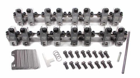 Rocker Arm - SportComp - Shaft Mount - 1.50 Ratio - 0.220 in Offset - Full Roller - Aluminum - Natural - Small Block Chevy - Kit