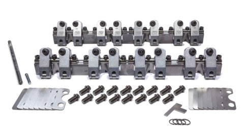 Rocker Arm - SportComp - Shaft Mount - 1.60 / 1.50 Ratio - 0.220 in Offset - Full Roller - Aluminum - Natural - Small Block Chevy - Kit
