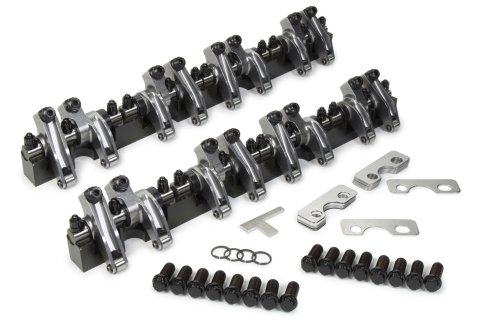 Rocker Arm - Shaft Mount - 1.65 / 1.55 Ratio - 0.650 Offset Intake - Full Roller - Steel - Natural - Aluminum 13 Degree Dart - Small Block Chevy - Kit