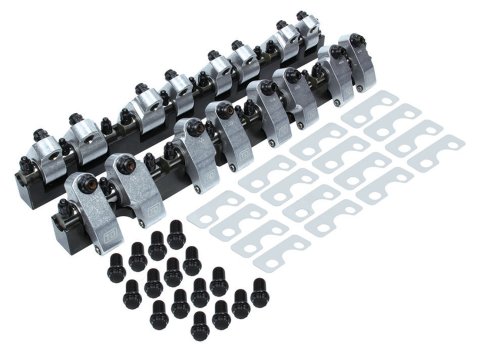 Rocker Arm - Shaft Mount - 1.65/1.60 Ratio - Full Roller - Aluminum - Natural - Brodix Track 1 Spec - Small Block Chevy - Kit