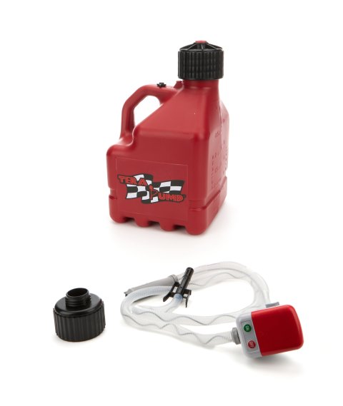 Pump and Jug Kit - 3 gal - 9.8 x 9.8 x 15.8 in Tall - Flip-Up Vent - Square - Plastic - Red - Kit