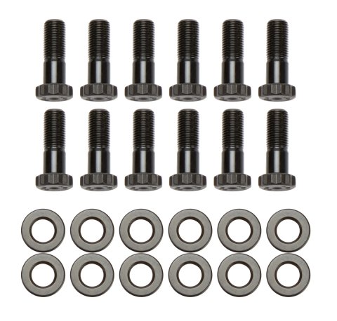 Ring Gear Bolt Kit - 3/8-24 in Thread - 1.125 in Long - 12 Point Head - Chromoly - Black Oxide - Tiger Quick Change - Set of 12