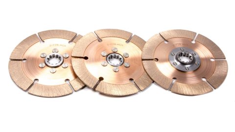 Clutch Disc - Full Circle 6-Rivet - 7.25 in Diameter - 1-1/8 in x 10 Spline - Rigid Hub - Metallic - Tilton Clutches - Set of 3