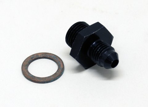 Fitting - Adapter - Straight - 6 AN Male to 4 AN Male - Aluminum - Black Anodized - Inlet - Tilton 77-Series Master Cylinders - Each