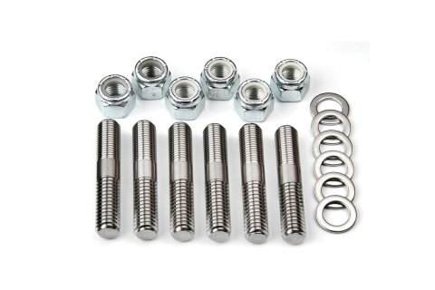 Torque Tube Stud - 3/8-16 in Base Thread - 3/8-24 in Top Thread - 1.875 in Long - Lock Nuts / Washers Included - Titanium - Natural - Set of 6