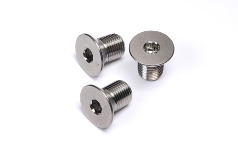 Brake Rotor Bolt - 1/2-20 in Thread - 1 in Long - Allen Head - Titanium - Natural - Set of 3