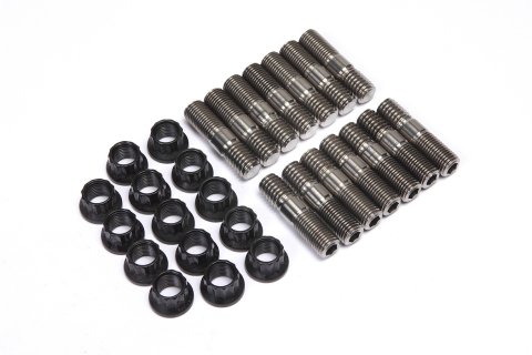 Header Stud - 3/8-16 in Base Thread - 3/8-24 in Top Thread - 1.25 in Long - Titanium - Natural - Set of 14