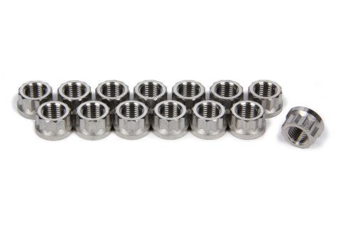 Header Nut - 3/8-24 in Thread - 12 Point Head - Flanged - Titanium - Natural - Universal - Set of 14