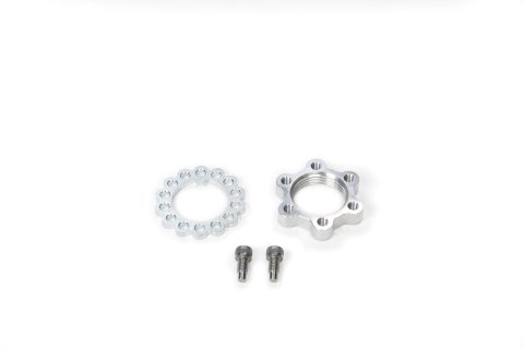 Spindle Nut - Keyed Washer / Screws Included - Aluminum / Steel - Natural / Zinc Oxide - XB Tall Boss Front Spindle - Micro / Mini Sprint - Kit